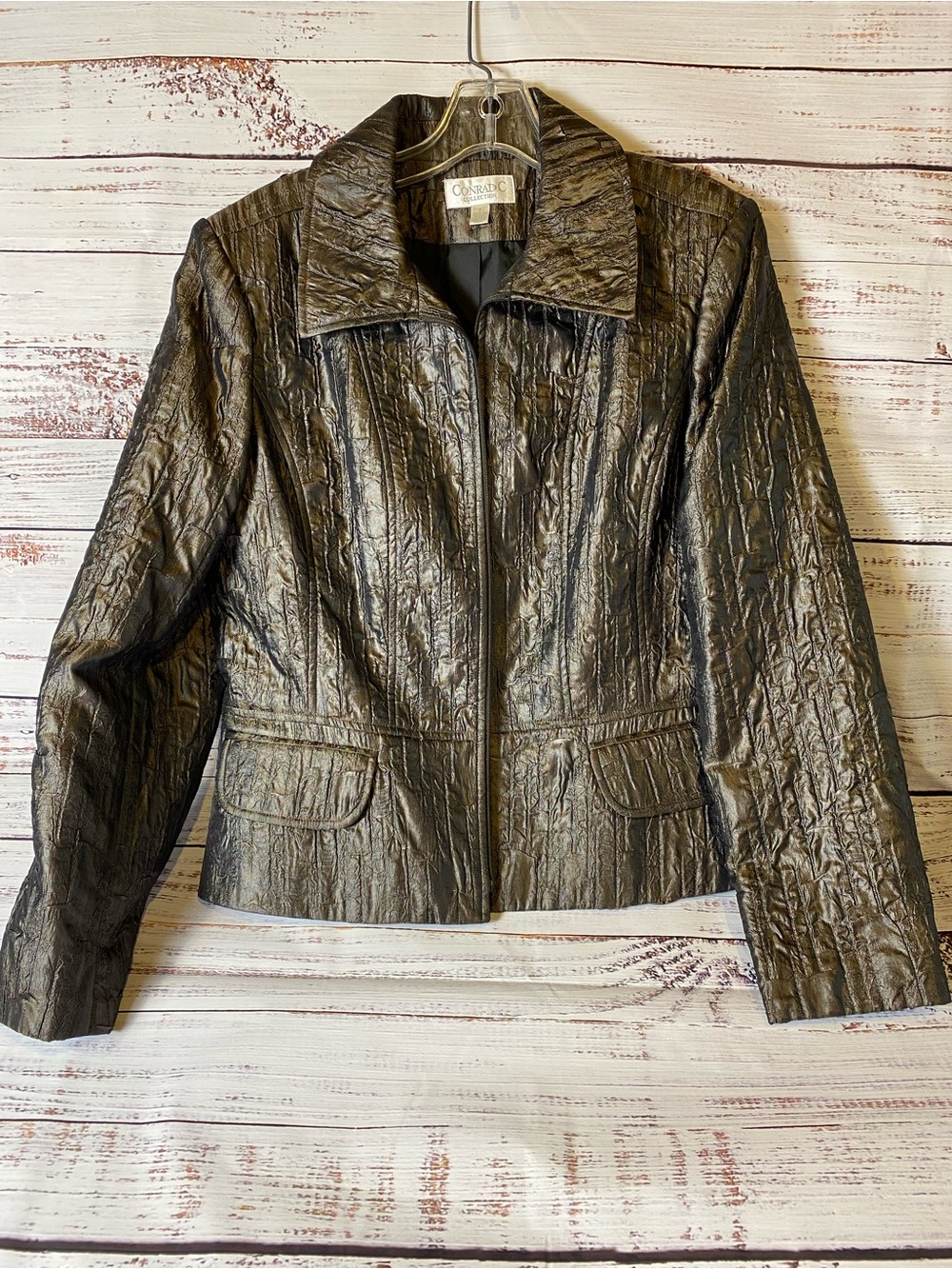 Conrad C Metallic Bronze Textured Women's Jacket Sz-8